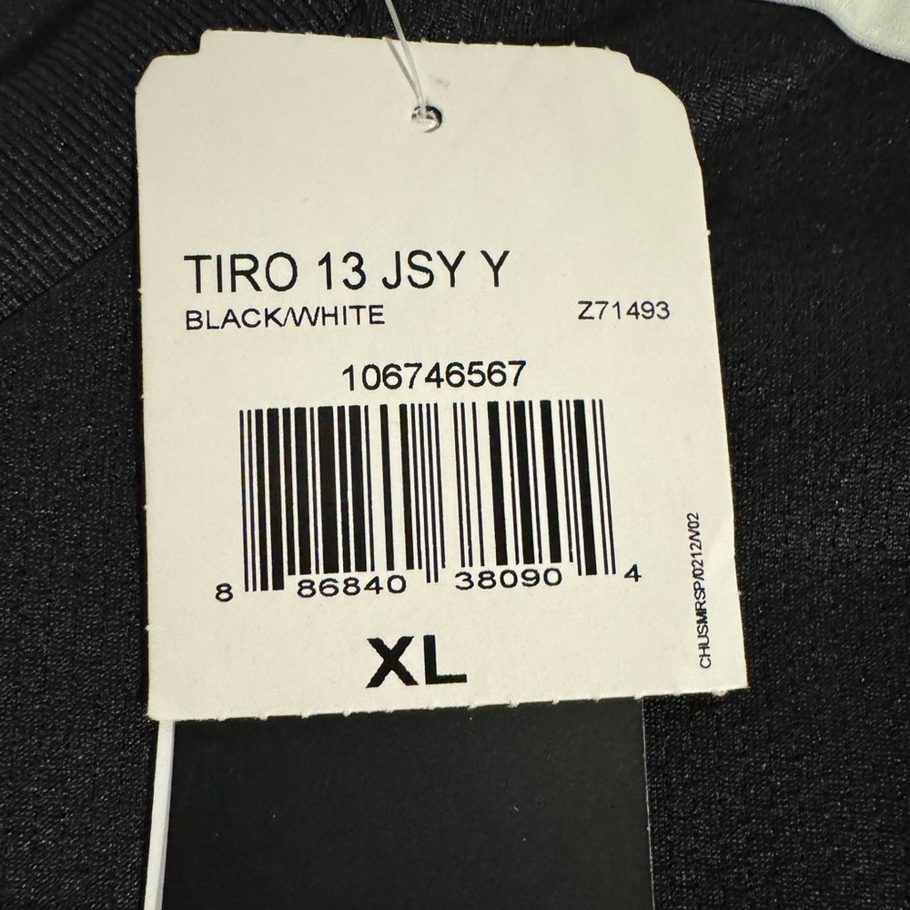 Adidas Tiro 13 soccer training jersey Black White Size Youth XL NEW - Picture 7 of 8
